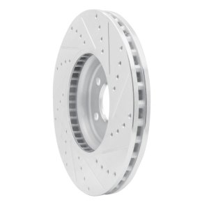 Audi Q5 Brake Rotor (1) - Front Left - R1 Concepts - Drilled & Slotted - Silver - `08-`12